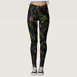Legging Fundo de Rosas Desenhadas com Giz