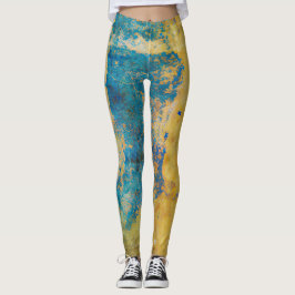 Legging Fundo de Textura Azul e Dourada