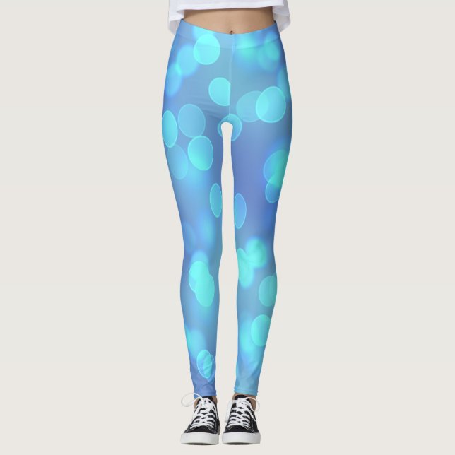 Legging Fundo do Abstrato de Bokeh Azul (Frente)
