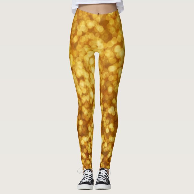 Legging Fundo do Abstrato de ouro com Luz do  (Frente)