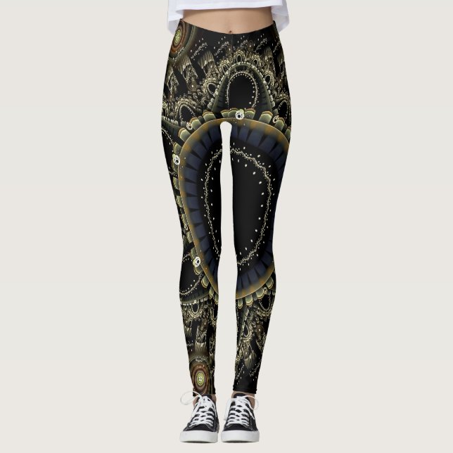 Legging Fundo do Abstrato Fractal do Anel (Frente)