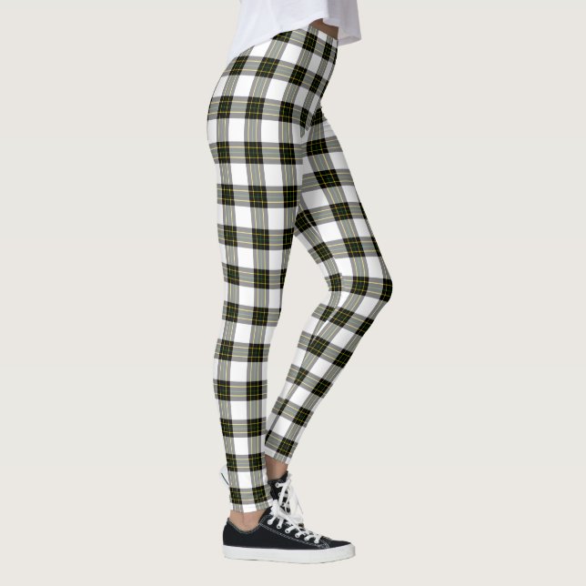 Legging Fundo do DIY - Xadrez do Tartan Branco Preto (Direita)