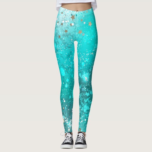 Legging Fundo do Mint Turquoise Foil (Frente)