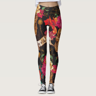 Legging Fundo do Morto do Dia das Flores do Crânio