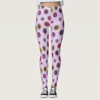 Legging Fundo do roxo das caneleiras do jardim da mandala