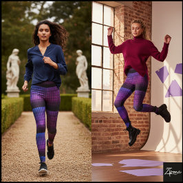 Legging fundo listrado roxo e azul um negrito preto