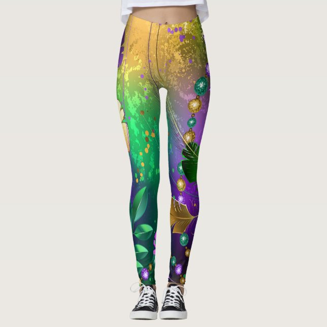 Legging Fundo márdi iridescente com miçangas (Frente)