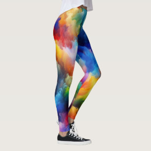 Legging Fundo nublado vibrante Arte moderna Festa de verão