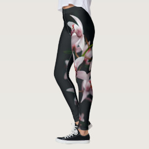 Legging Fundo Preto do Flor Orquídeo
