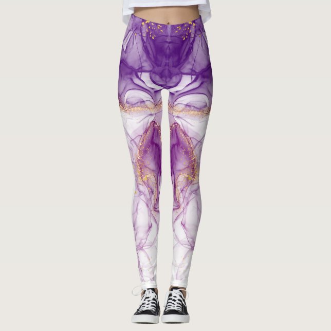 Legging Fundo Puro de Aquarela com Ouros (Frente)