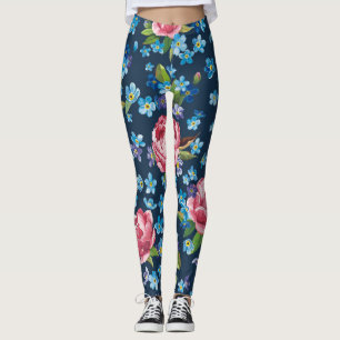 Legging Fundo Retroativo de Peões Rosa Elegantes