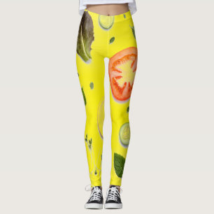Legging Fundo transparente de salada e frutas