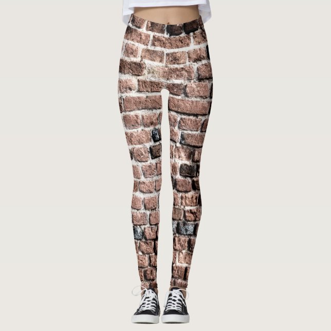 Legging Fundo velho do grunge da parede de tijolo (Frente)