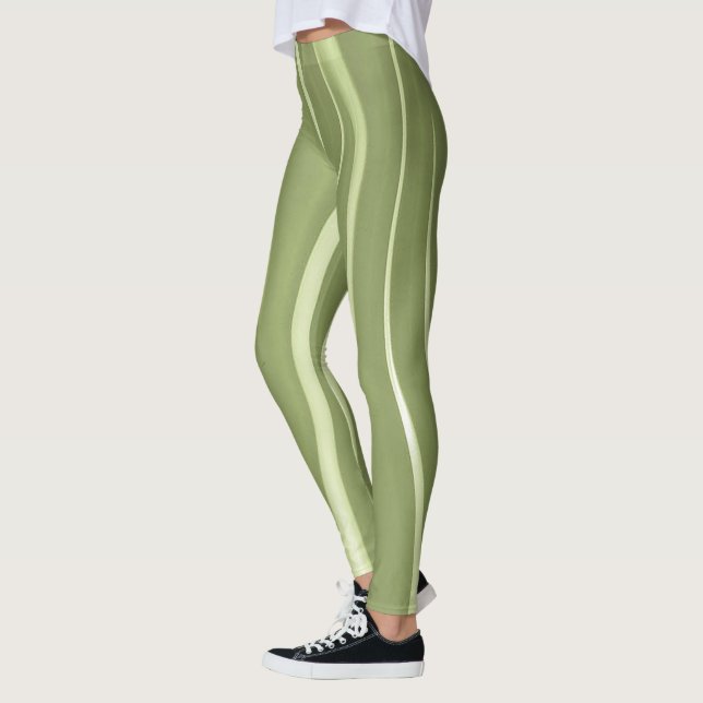Legging Fundo Verde e faixas brancas onduladas (Esquerda)