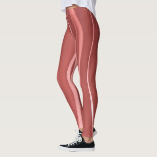 Legging Fundo Vermelho E Listras De Onda Brancas