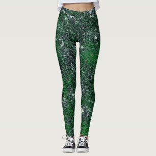 Legging Fungo verde sobre rocha ou tronco de cinza esbranq