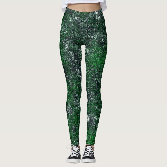 Legging Fungo verde sobre rocha ou tronco de cinza esbranq (Frente)