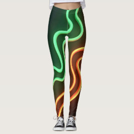 Legging Funky 80 gritos em verde neon e laranja