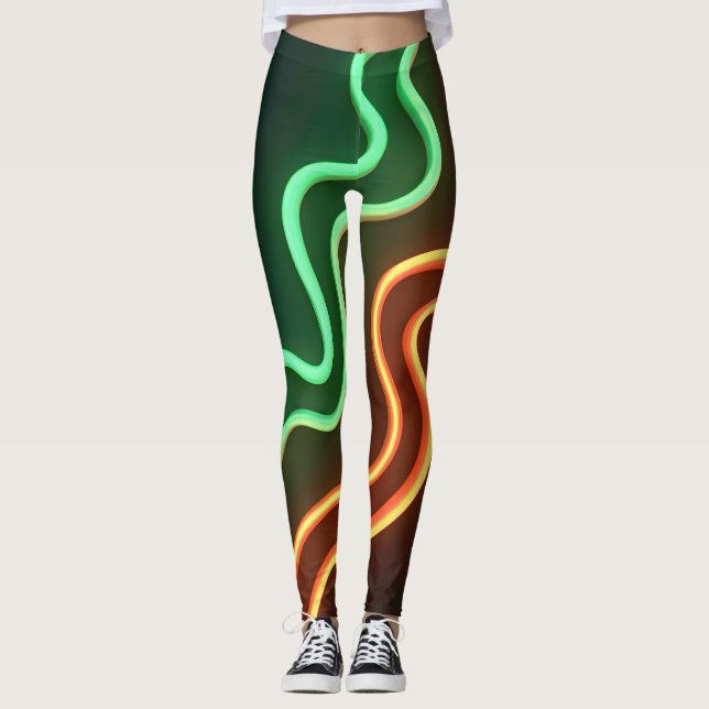Legging Funky 80 gritos em verde neon e laranja (Frente)
