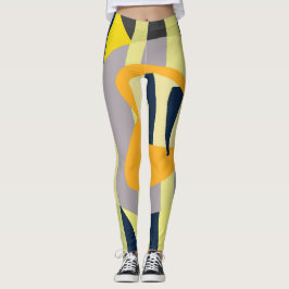 Legging Funky Abstrato Art Pale Pastel Amarelo