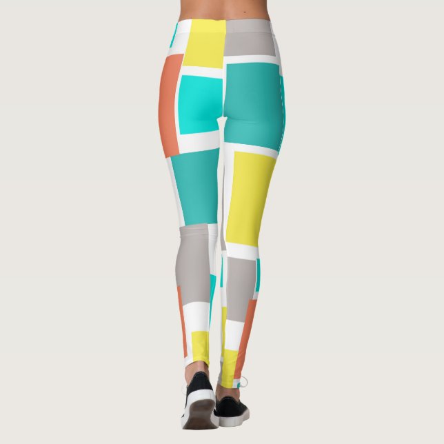 Legging Funky Abstrato Art Pastel Turquoise Amarelo (Verso)
