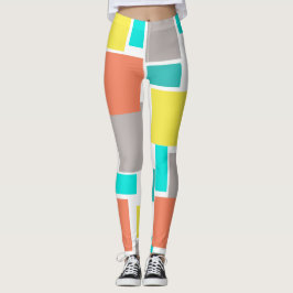 Legging Funky Abstrato Art Pastel Turquoise Amarelo