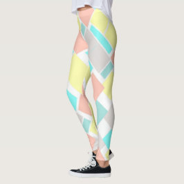 Legging Funky Abstrato Art Pastel Turquoise Amarelo