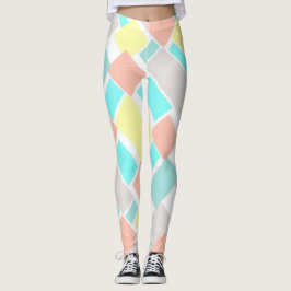 Legging Funky Abstrato Art Pastel Turquoise Amarelo