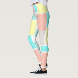 Legging Funky Abstrato Art Pastel Turquoise Amarelo