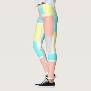 Legging Funky Abstrato Art Pastel Turquoise Amarelo