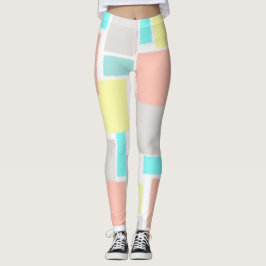Legging Funky Abstrato Art Pastel Turquoise Amarelo