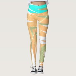Legging Funky Abstrato Art Pastel Turquoise White