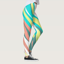 Legging Funky Abstrato Art Pastel Turquoise White
