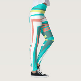 Legging Funky Abstrato Art Pastel Turquoise White