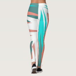 Legging Funky Abstrato Art Pastel Turquoise White