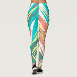 Legging Funky Abstrato Art Pastel Turquoise White