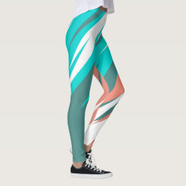 Legging Funky Abstrato Art Pastel Turquoise White