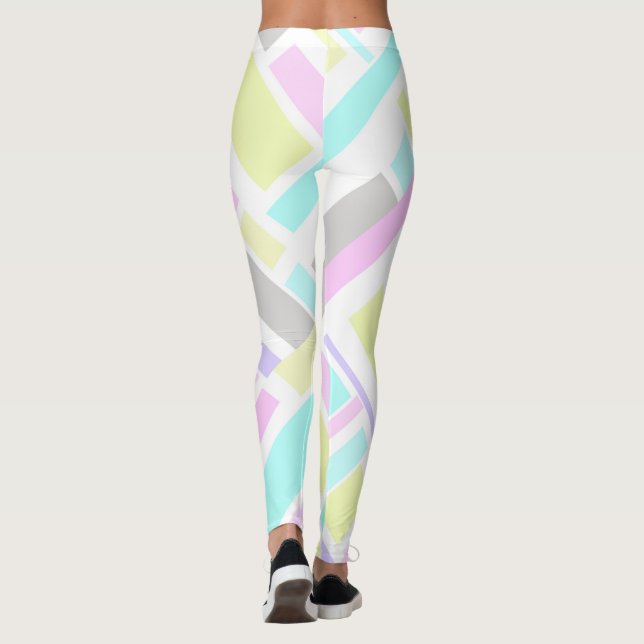Legging Funky Abstrato Art Yellow Turquoise Pale Pastel (Verso)