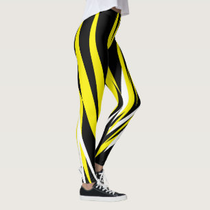 Legging Funky Bold Abstrato Art Preto Amarelo