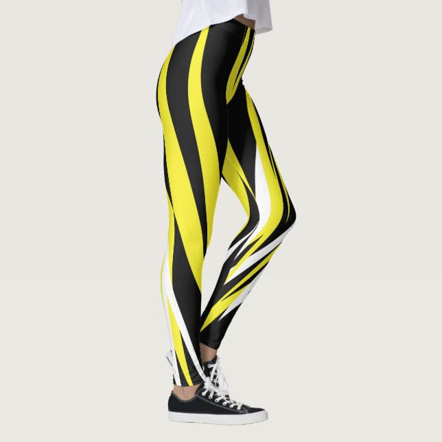 Legging Funky Bold Abstrato Art Preto Amarelo (Direita)