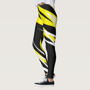 Legging Funky Bold Abstrato Art Preto Amarelo