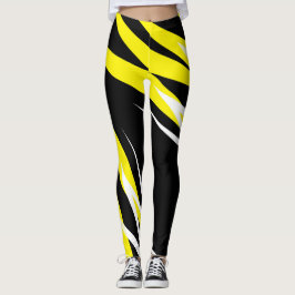 Legging Funky Bold Abstrato Art Preto Amarelo
