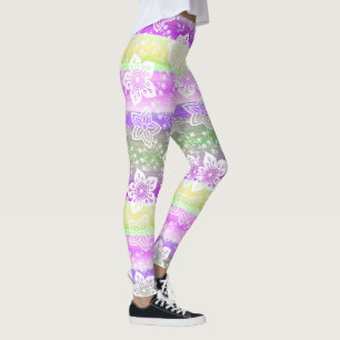 Legging Funky Floral No Padrão De Legal Tiras Tóquicas R