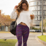 Legging Funky Lines Purple<br><div class="desc">Linhas diagonais funerárias em cores brilhantes contra fundo roxo escuro</div>