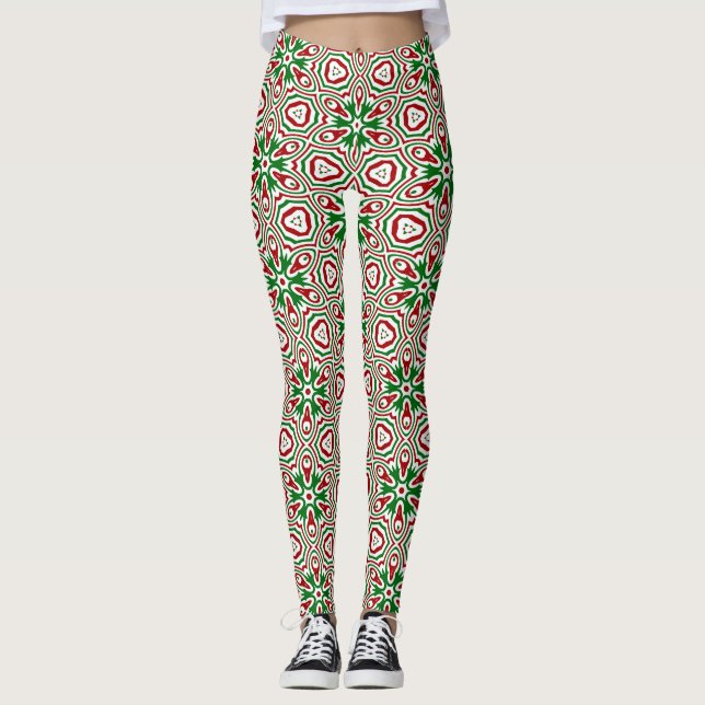 Legging Funky Trippy Ecleticamente Boho Natal Kaleidoscópi (Frente)
