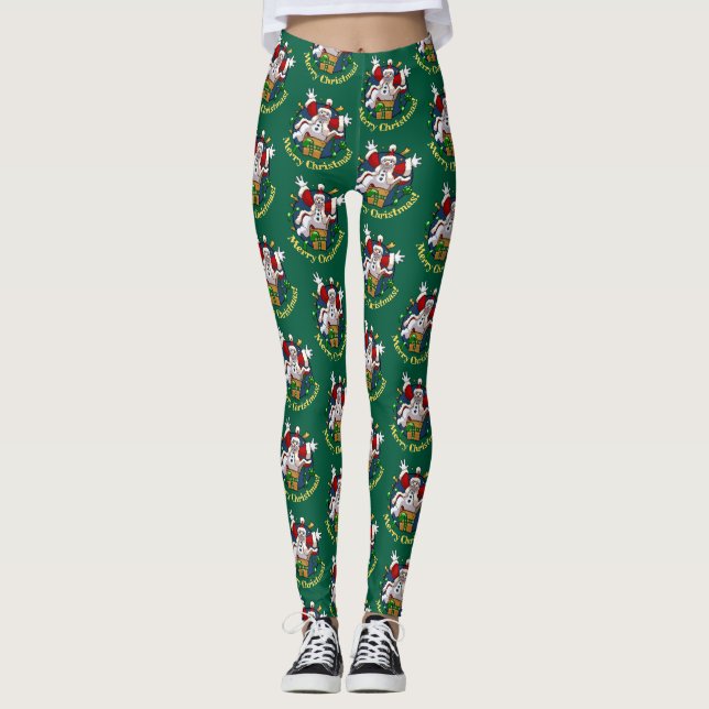 Legging Funny Snowman Merry Christmas Surprise Cartoon (Frente)