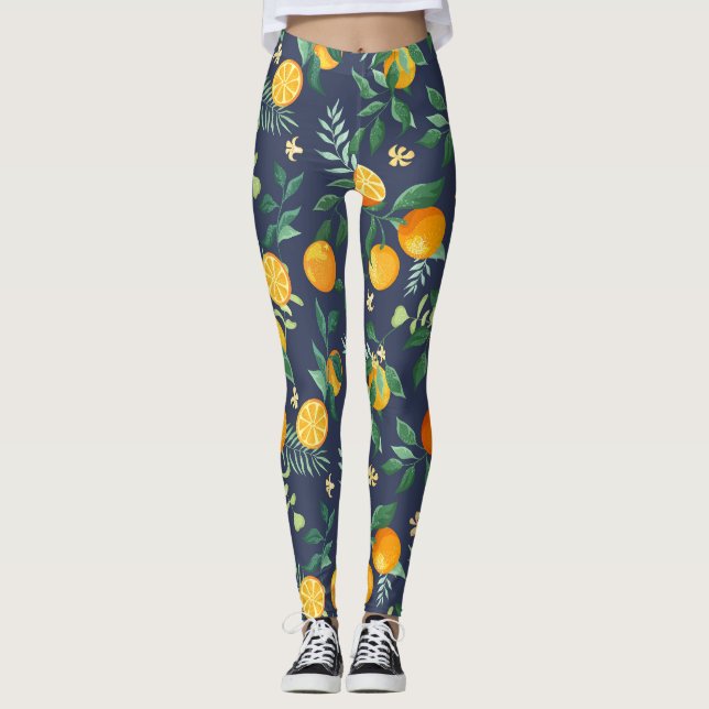 Legging Fusão de Citros: Laranjas com Flair Tropical (Frente)