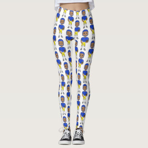 Legging futebolista retrô vintage azul amarelo simples