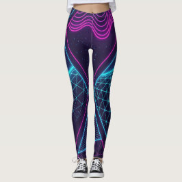 Legging Futuristic Neon Waves Seamless Pattern for