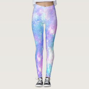Legging Galáxia Mágica: Impressão de Estrela Azul Rosa